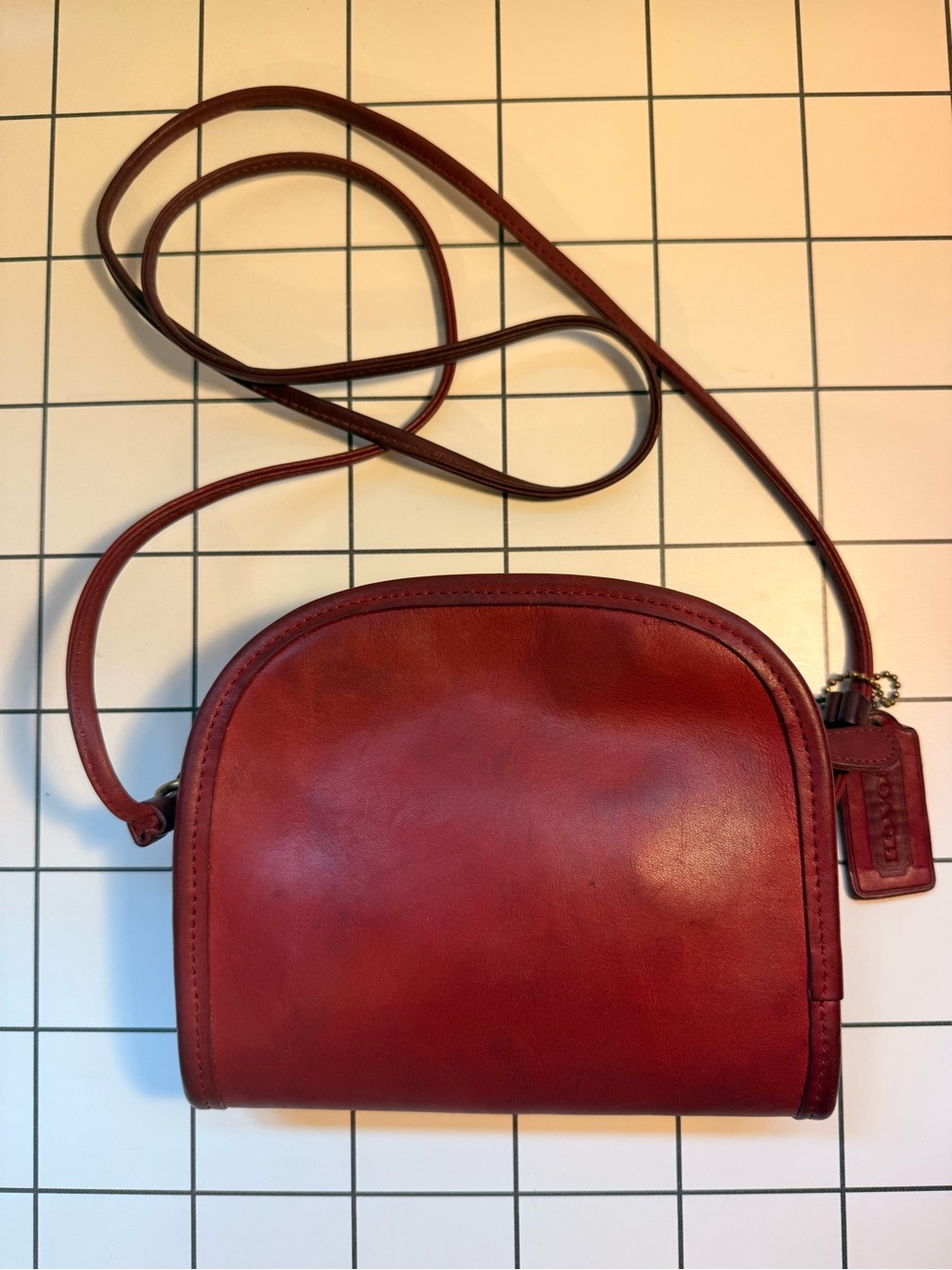 Vintage Coach 9017 Abbie Zip crossbody bag red leather 1997 - project bag - Picture 4 of 16